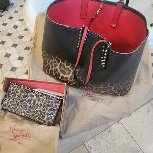 Christian Louboutin Cabata Animal Print Stud Tote & Christian Louboutin Wallet